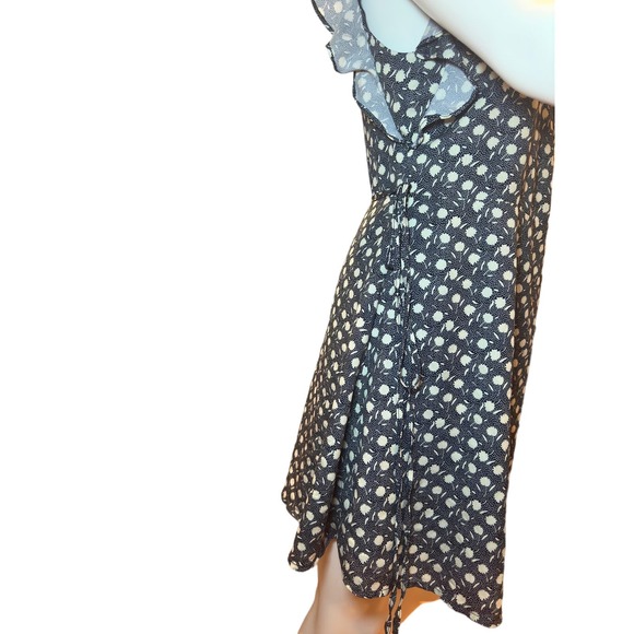 Urban Outfitters Wrap-Front Dress Navy White Size Small - Picture 3 of 12